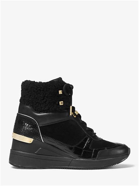 michael michael kors liv mixed media high top trainer|MICHAEL Michael Kors Liv Mixed Media Logo Trainers on SALE .